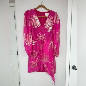 Shoshana Pink & Metallic Gold Mini Dress Size 4 Like New Pre-Owned Gorgeous!